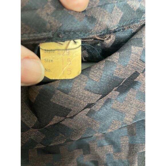 Vintage Brown and Black Herringbone Dress Fitted with Pleated Hem 50s size S-M - Picture 6 of 7